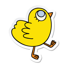 sticker of a quirky hand drawn cartoon yellow bird