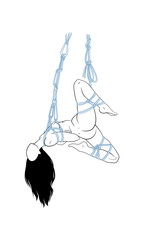 Shibari  beautiful naked girl on ropes