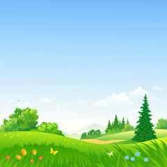 Vector illustration of a beautiful spring landscape