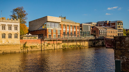 Obraz premium Businesses on the bank of the River Ouse in York, England