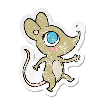 distressed sticker of a cartoon mouse