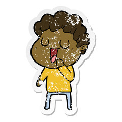 Fototapeta premium distressed sticker of a laughing cartoon man