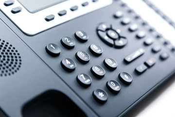 Fototapeta premium Close up - Telephone keypad for communication, contact us and customer service support