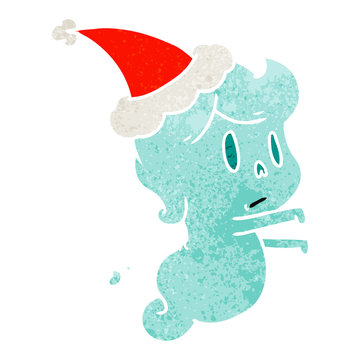 Christmas Retro Cartoon Of Kawaii Ghost