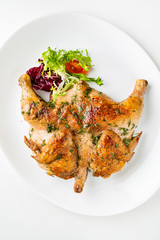 Grilled Chicken tobacco on the white plate