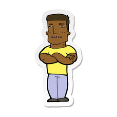 sticker of a cartoon tough guy with folded arms