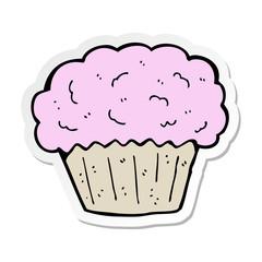 sticker of a cartoon cupcake