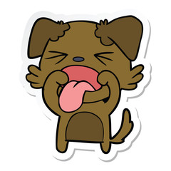Obraz na płótnie Canvas sticker of a cartoon disgusted dog