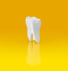 Tooth on Yellow Background 3D Rendering