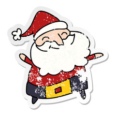 distressed sticker cartoon of a jolly father christmas