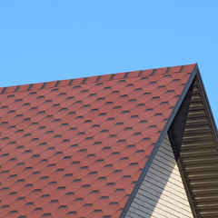 Fototapeta na wymiar Decorative metal tile on a roof