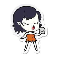 sticker of a cute cartoon vampire girl