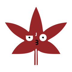 flat color retro cartoon autumnal leaf