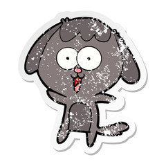distressed sticker of a cute cartoon dog