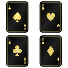 set Four black card king with gold