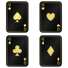 Set Four Queens black card with gold