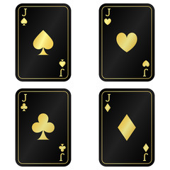 Four Jacks cards. Black with gold cards