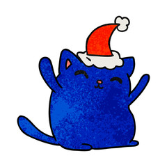 christmas textured cartoon of kawaii cat