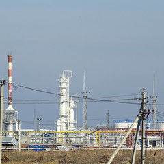 Distillation columns, pipes and other equipment furnaces refinery.