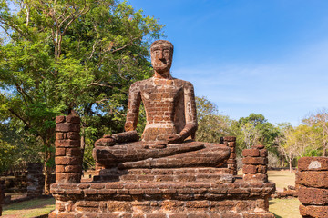 Sitting Buddha statue at Wat Sing temple in Kamphaeng Phet Historical Park, UNESCO World Heritage site