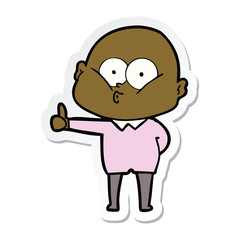 sticker of a cartoon bald man staring