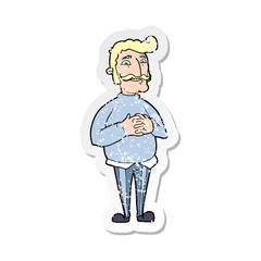 retro distressed sticker of a cartoon mustache man