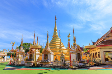 Wat Phra Borommathat Temple at Ban Tak distict, Tak, Thailand. The golden Myanmar style pagoda...