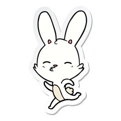 sticker of a running bunny cartoon