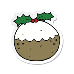 sticker of a cartoon christmas pudding