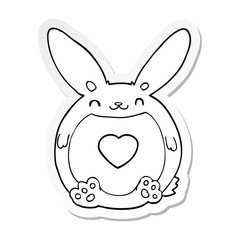 sticker of a cartoon rabbit with love heart