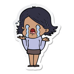 Obraz premium sticker of a cartoon woman crying