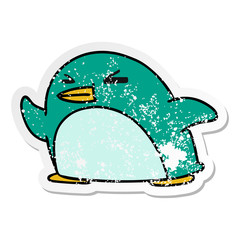 distressed sticker cartoon kawaii of a cute penguin