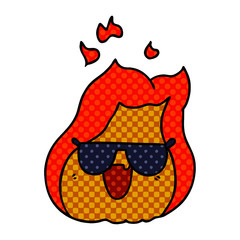 cartoon kawaii flames in shades