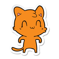 sticker of a cartoon happy cat