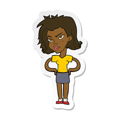 sticker of a cartoon woman with hands on hips