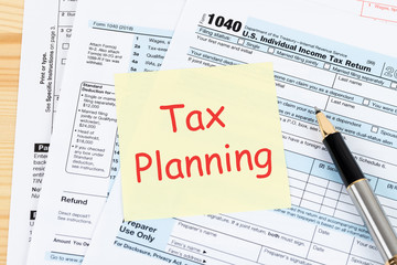 Individual income tax returm form by IRS, concept for taxation planning