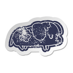 distressed old sticker kawaii of a cute dog