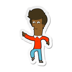 sticker of a cartoon man pointing