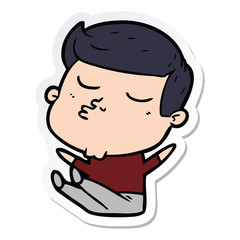Fototapeta premium sticker of a cartoon model guy pouting