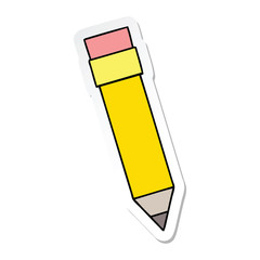 sticker of a quirky hand drawn cartoon pencil