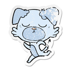 Fototapeta premium distressed sticker of a cute cartoon dog