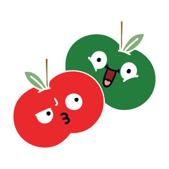 flat color retro cartoon apples