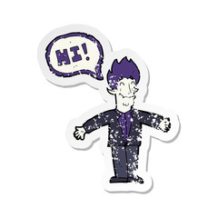 retro distressed sticker of a cartoon spooky vampire