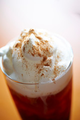 Iced latte cream on top