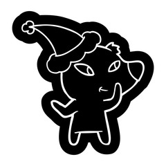 cute cartoon icon of a bear wearing santa hat