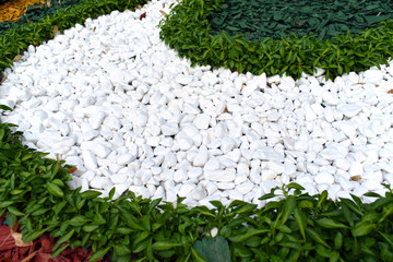 White decorative stones for the garden are an excellent element for decorating flower beds....