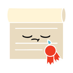 flat color retro cartoon certificate