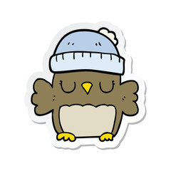 sticker of a cute cartoon owl in hat