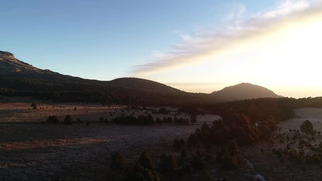 Aerial shot of El Paso de Cortes in the sunrise.