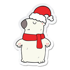 sticker of a cute cartoon christmas bear